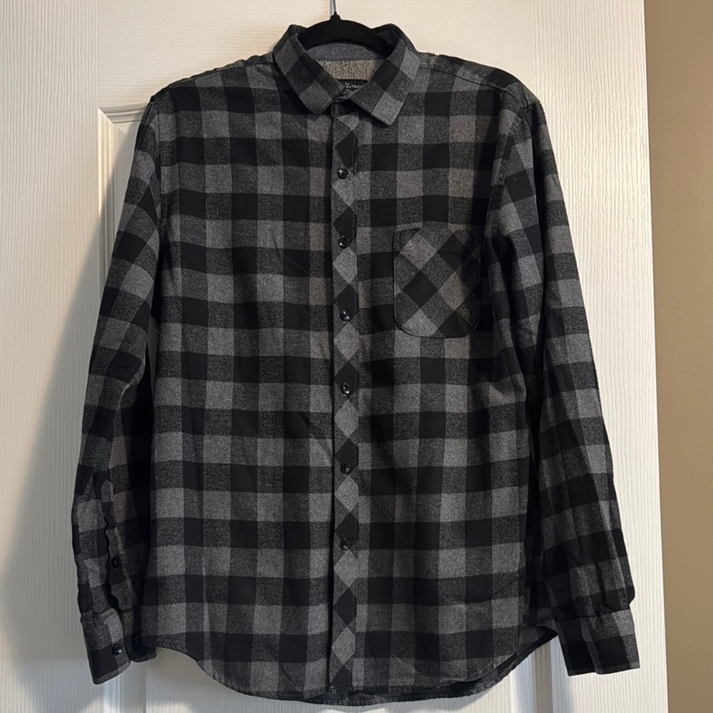 Rue Saint-Patrick Black and Gray Checkered Men's Shirt